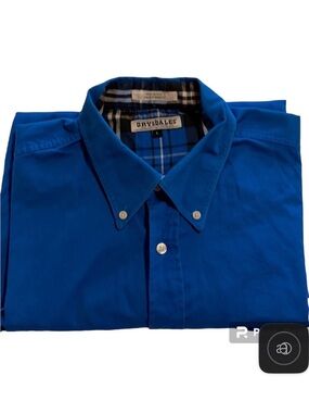 Drysdales Large Royal Blue Western Button Down Shirt 100% Cotton Long Sleeve